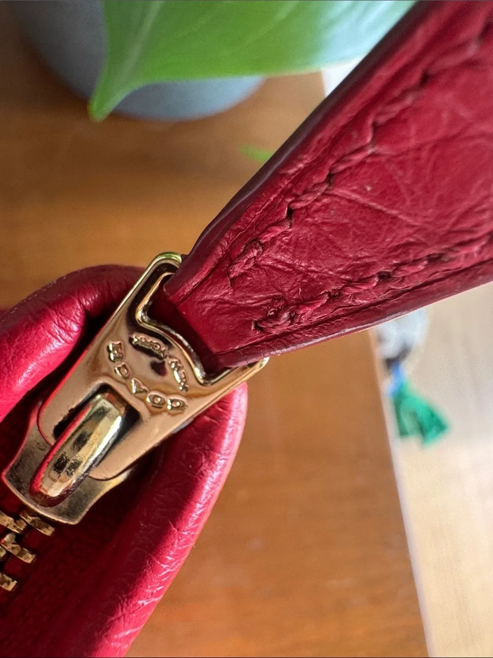 Coach Ellis Pink-Red Leather Satchel with Bow Scarf Accent